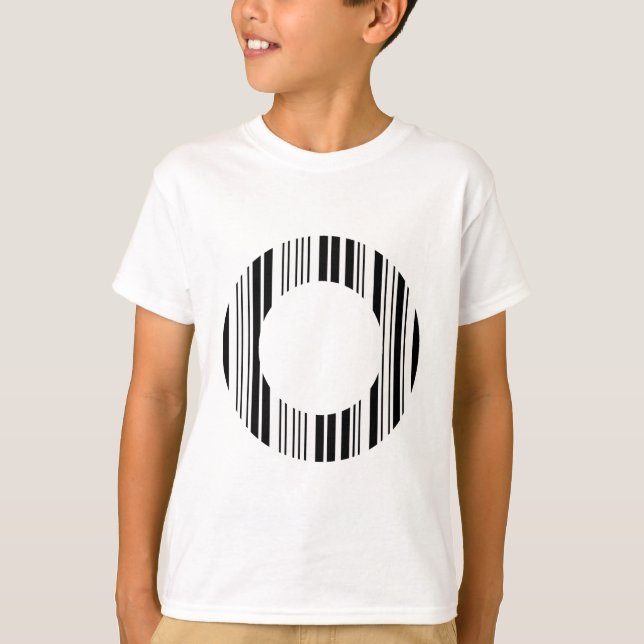 Camiseta CÓDIGO DE BARRAS LETRA O Primeiro Padrão de Código (Frente)