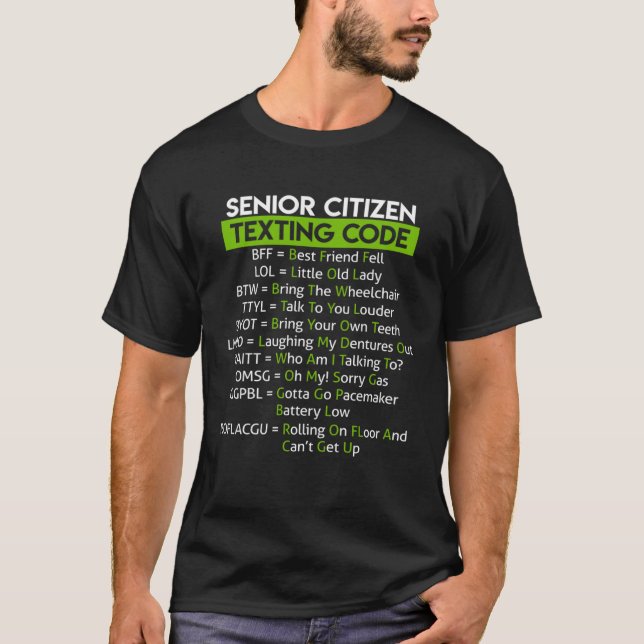 Camiseta Código de SMS para Cidadão Idoso para Avô Avó (Frente)