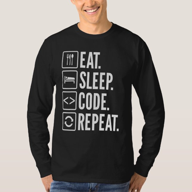 Camiseta Código De Sono Repetir Sarcástico Para Codificador (Frente)