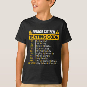 Camiseta Código de Texto para Idoso Divertido Pessoas Idosa