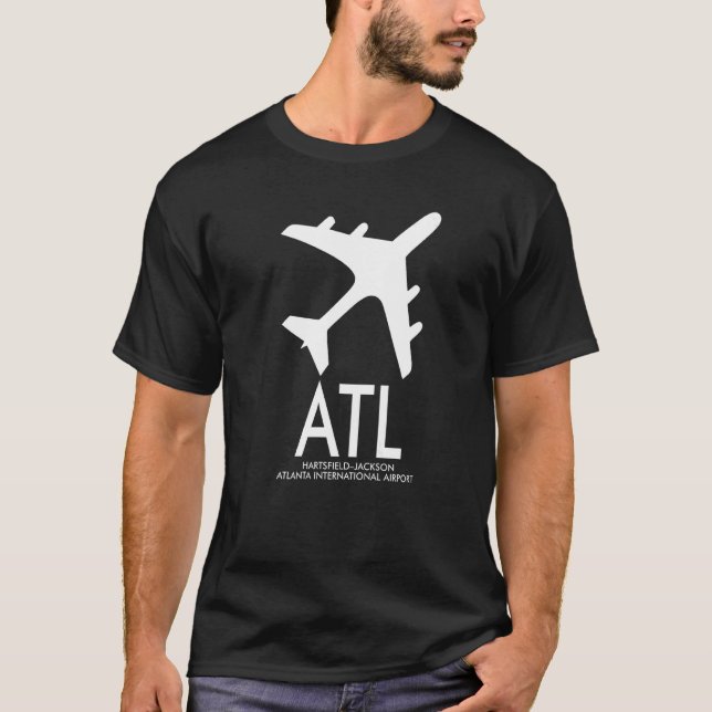 Camiseta Código do Aeroporto Atl Bagagem Atlanta Georiga Us (Frente)