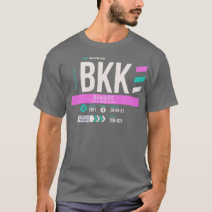Camiseta Código do aeroporto BKK Bangkok Marca de bagagem 1