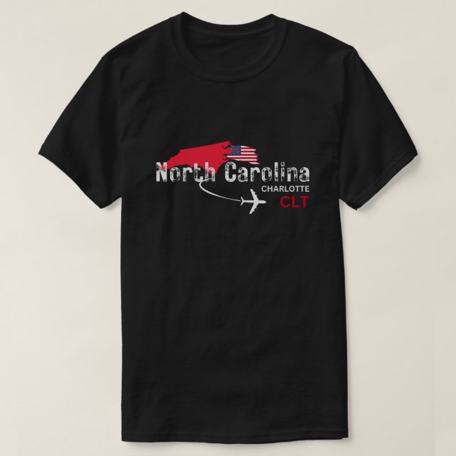Camiseta Código do Aeroporto CLT da Carolina do Norte (Frente do Design)