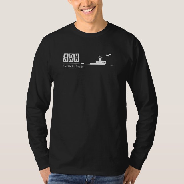 Camiseta Código Do Aeroporto De Arn Para Estocolmo, Sueco (Frente)