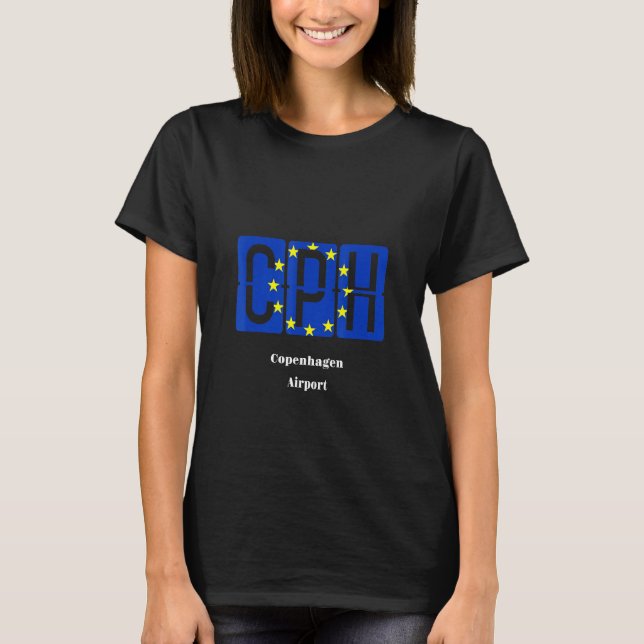 Camiseta Código do Aeroporto de Copenhague Eu Bandeira Pilo (Frente)