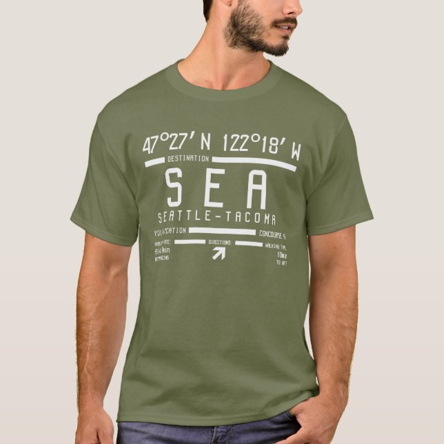 Camiseta Código do aeroporto de Seattle-Tacoma (Frente)