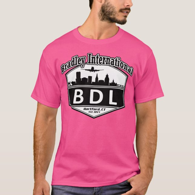 Camiseta Código do Aeroporto Internacional Bradley (Frente)
