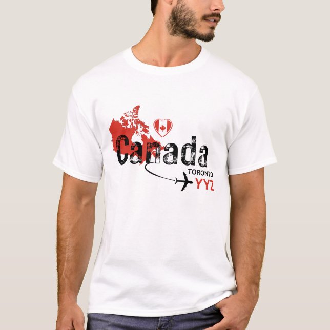 Camiseta Código do Aeroporto YYZ de Toronto Canada (Frente)