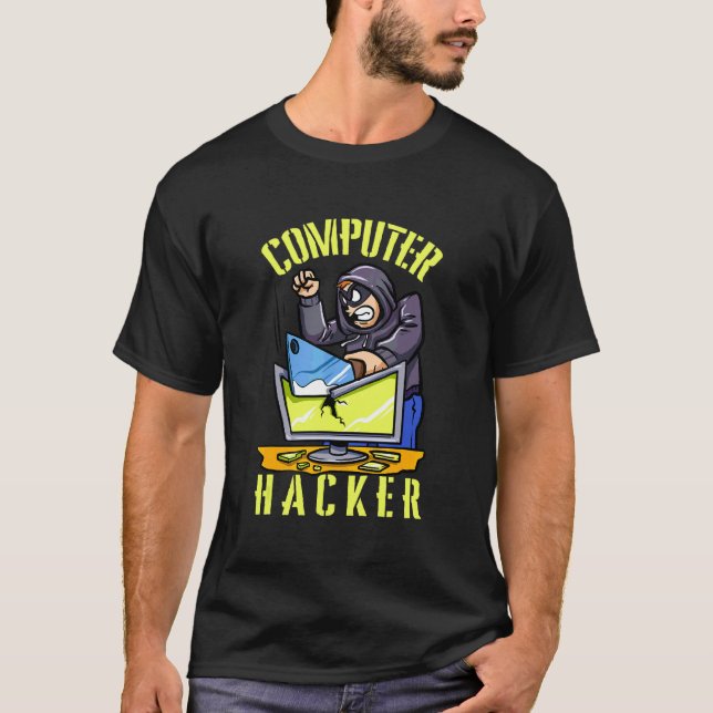 Camiseta Código do Computador Cibersegurança Hacker do Comp (Frente)