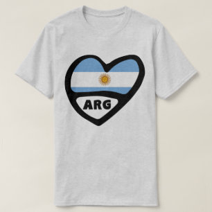 Camiseta Código do País Argentina Sinalizador Heart ARG