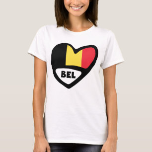 Camiseta Código do País Bélgica Indicador Coração BEL