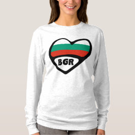 Camiseta Código do País Bulgária Sinalizador Heart, BGR