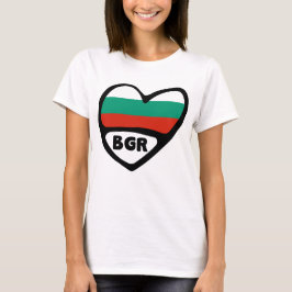 Camiseta Código do País Bulgária Sinalizador Heart, BGR