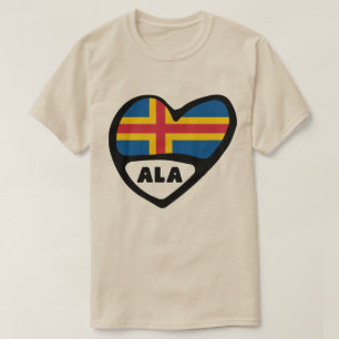 Camiseta Código do País das Ilhas Åland Flag Heart