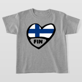 Camiseta Código do País Finlândia Flag Heart, FIN