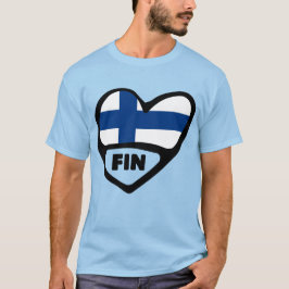 Camiseta Código do País Finlândia Flag Heart, FIN