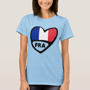 Camiseta Código do País França Flag Heart, FRA