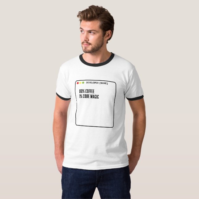 Camiseta Código Mágico de Programador Engraçado - Nome Pers (Frente Completa)