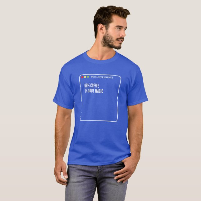 Camiseta Código Mágico de Programador Engraçado - Nome Pers (Frente Completa)