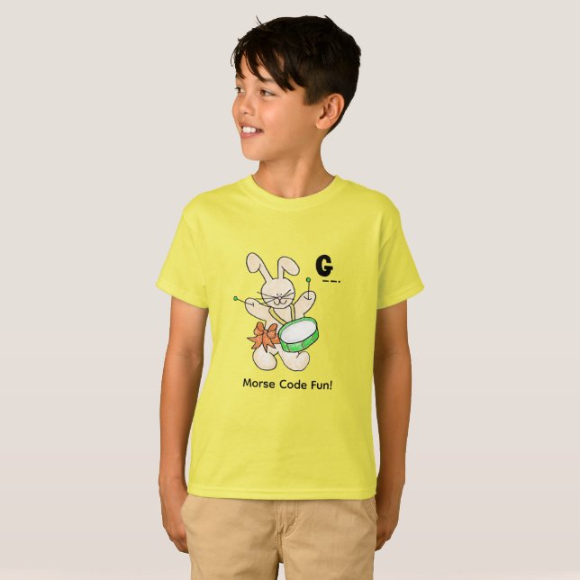 Camiseta Código Morse de Desenhos Animados para Crianças!   (Frente Completa)