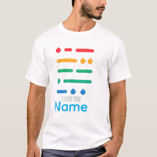 Camiseta Código Morse – EU AMO VOCÊ (Edição Arco-íris)