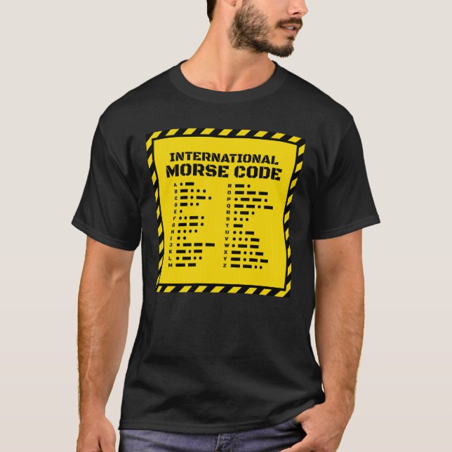 Camiseta Código Morse Internacional – Design Amarelo STEM (Frente)