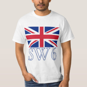 Camiseta Código postal SW6 de Londres com Union Jack