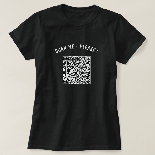 Camiseta Código QR Analisar as suas informações T-Shirt Eng (Frente do Design)