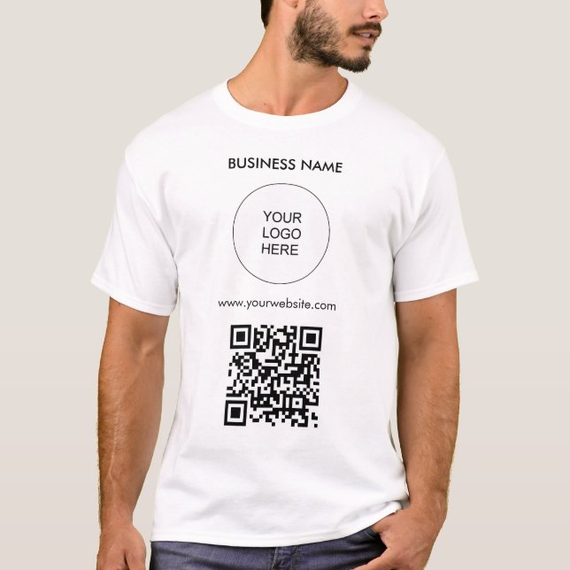 Camiseta Código QR Carregue o seu Modelo de logotipo modern (Frente)