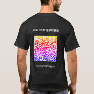 Camiseta Código QR colorido com T-Shirt comercial de texto