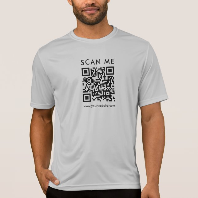 Camiseta Código QR Digitalizar Mens Impressão (Frente)