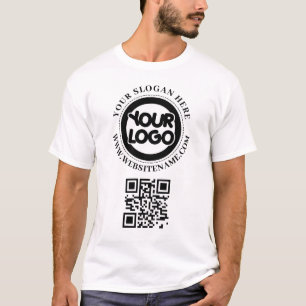 Camiseta Código QR do logotipo da sua empresa personalizado