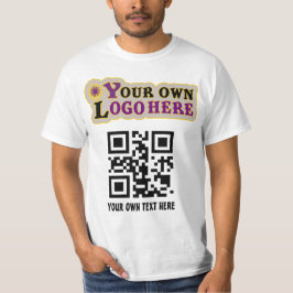 Camiseta Código QR e logotipo do promocional personalizado
