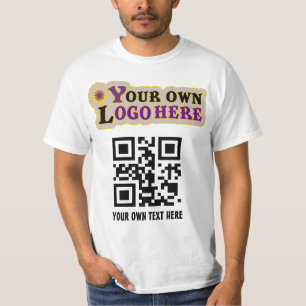 Camiseta Código QR e logotipo do promocional personalizado
