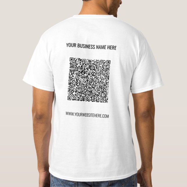 Camiseta Código QR e T-Shirt Comercial de Texto Personaliza (Verso)