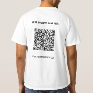 Camiseta Código QR e T-Shirt Comercial de Texto Personaliza
