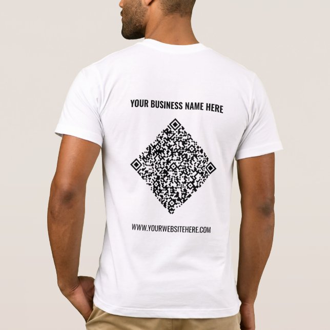 Camiseta Código QR e T-Shirt Comercial de Texto Personaliza (Verso)