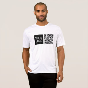 Camiseta Código QR editável e logotipo ou imagem da sua emp