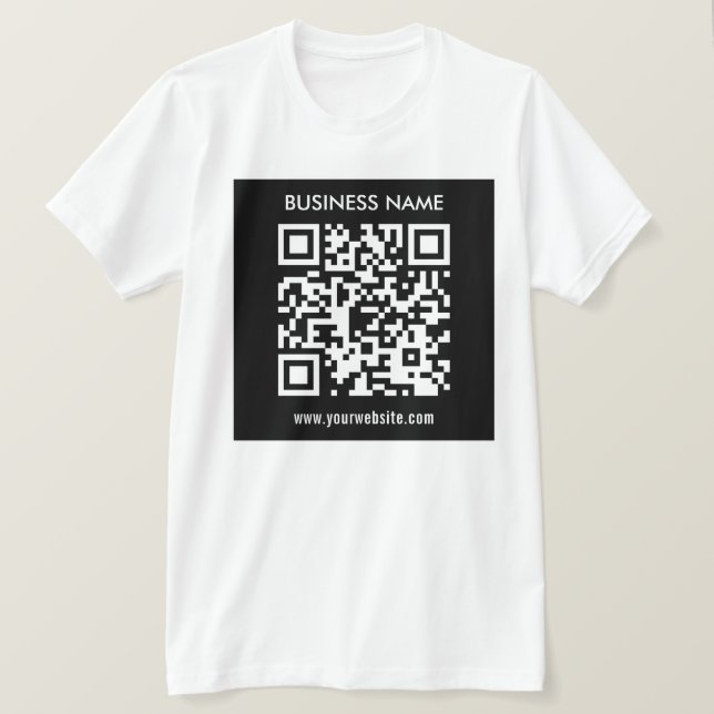 Camiseta Código QR editável (gerado instantaneamente) | Pre (Frente do Design)