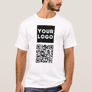 Camiseta Código QR editável & Logotipo ou imagem da sua emp