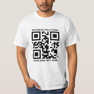 Camiseta Código QR frontal personalizado Logotipo traseiro
