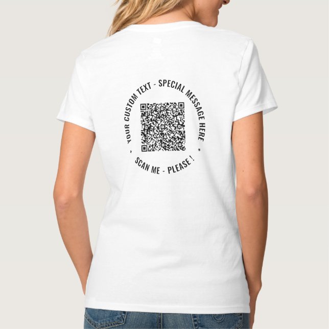 Camiseta Código QR Informações de verificação Texto persona (Verso)