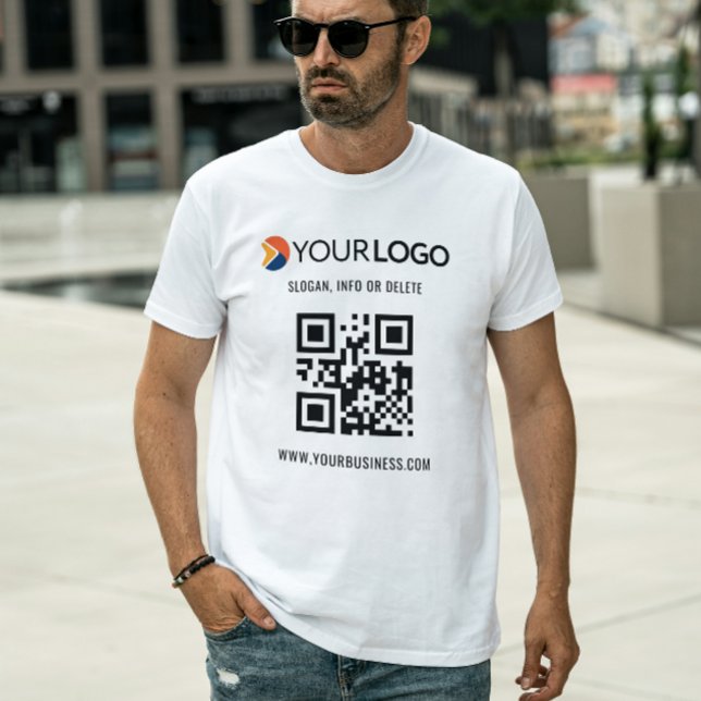 Camiseta Código QR Logotipo comercial personalizado e Promo (Criador carregado)
