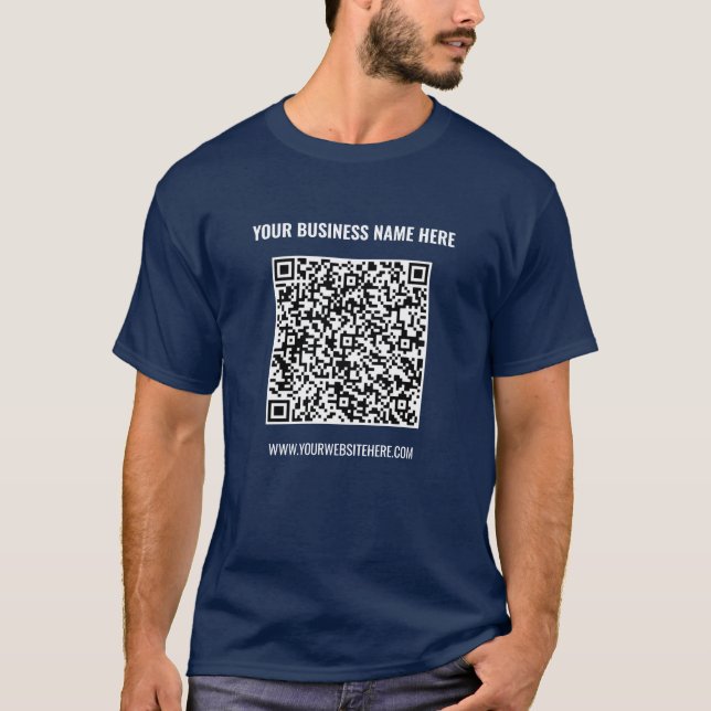 Camiseta Código QR Nome comercial Site Promocional T Shirt (Frente)
