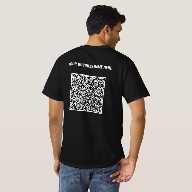 Camiseta Código QR Nome da sua Empresa ou Texto Pe (Parte Traseira Completa)