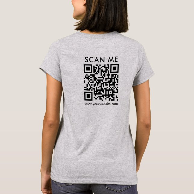 Camiseta Código QR para mulheres Analisar-me Cinza de aço I (Verso)