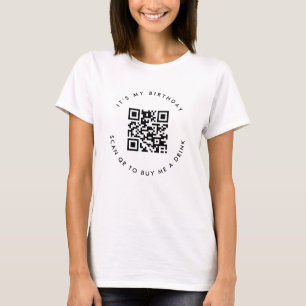 Camiseta Código QR personalizado Aniversário ou Dádiva de