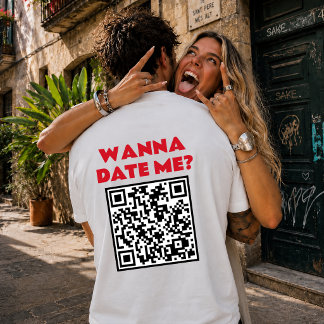 Camiseta Código QR Personalizado – Quer Namorar/Casar Comig
