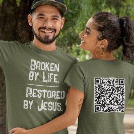 Camiseta Código QR Quebrado pela Vida Restaurado por Jesus