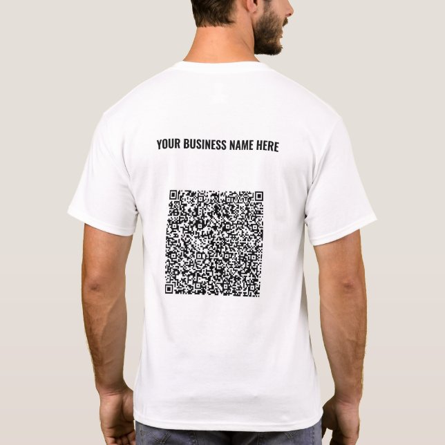 Camiseta Código QR T-Shirt e Texto Oferta de Promocional Co (Verso)